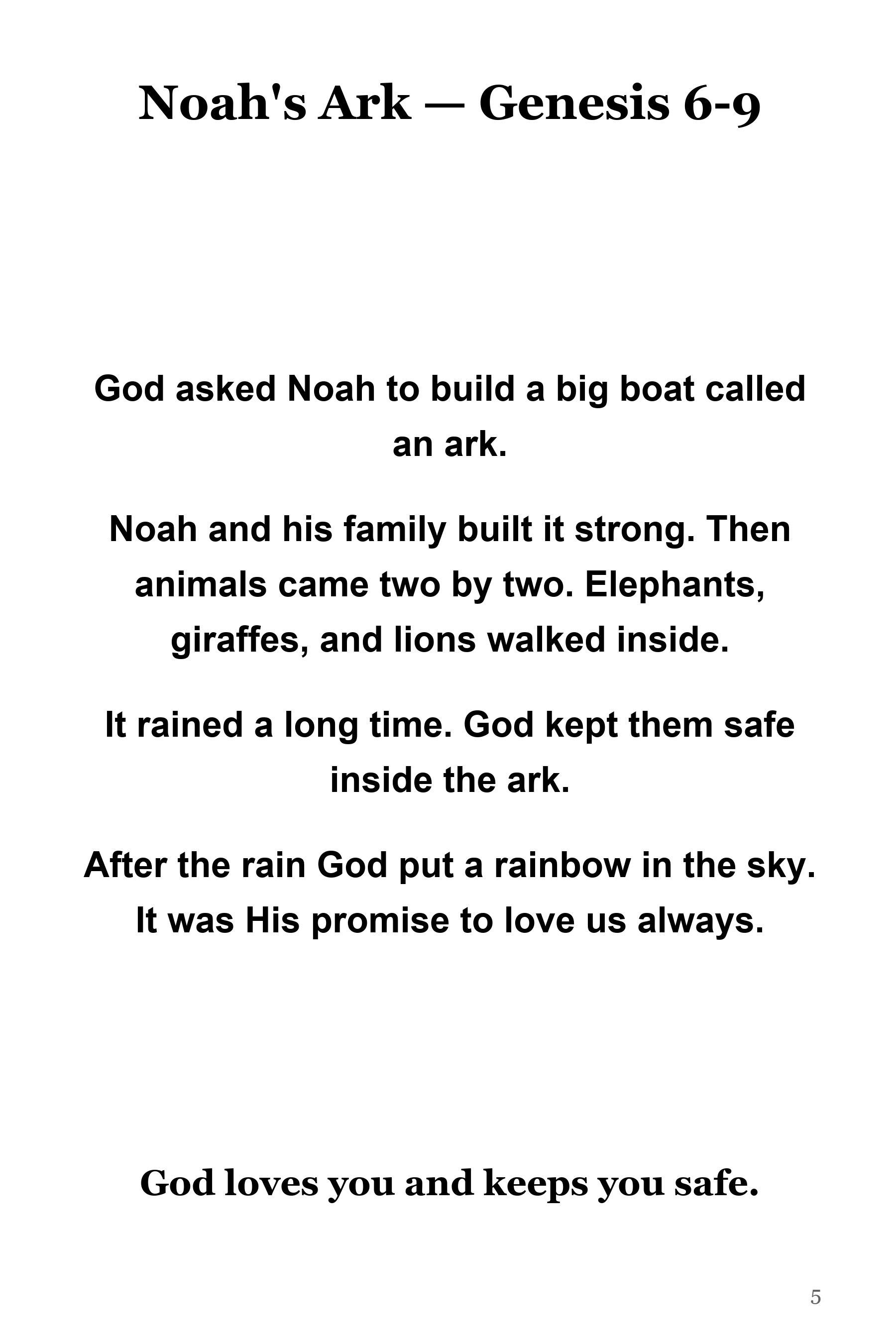 Sample interior page — Noah's Ark coloring art