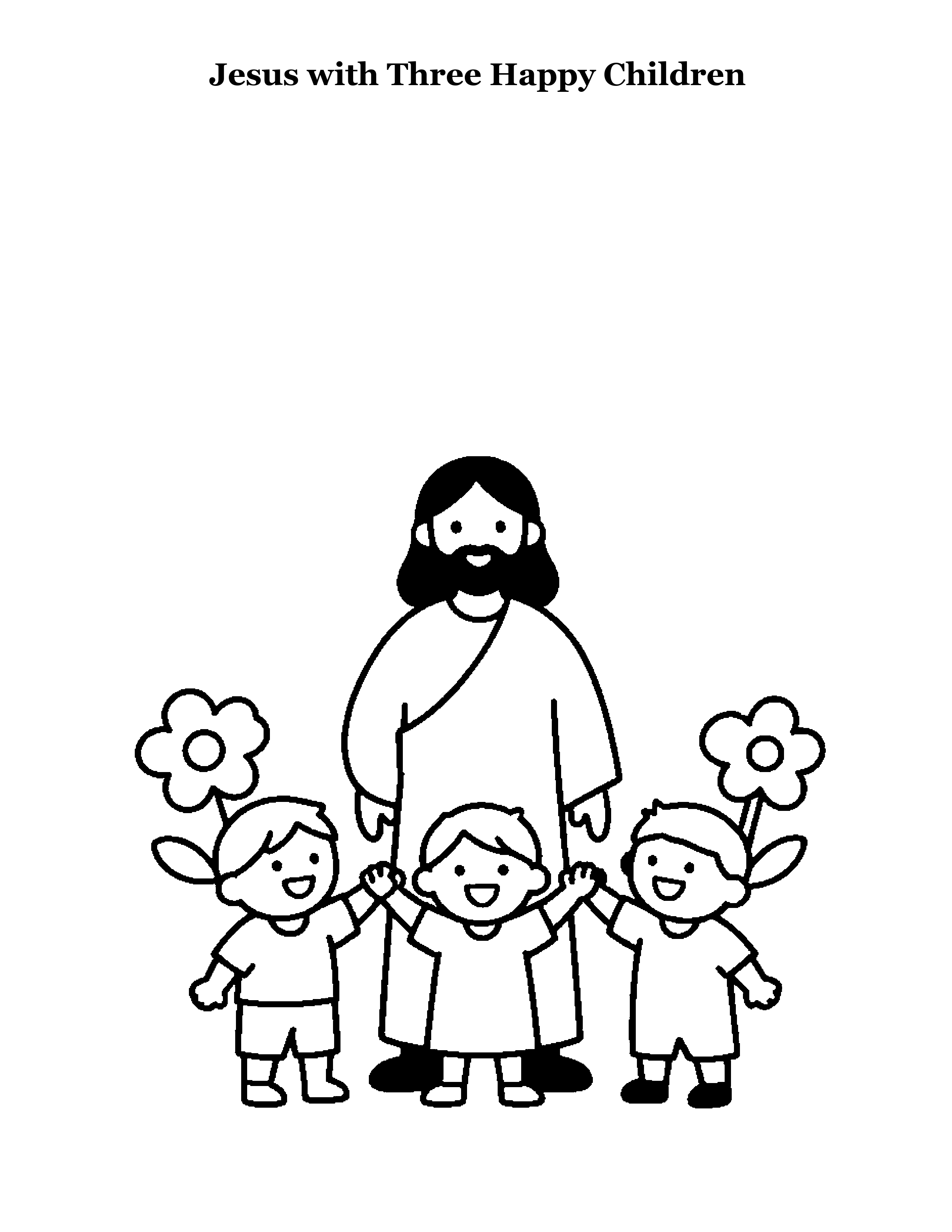 Sample page — Jesus with children coloring art