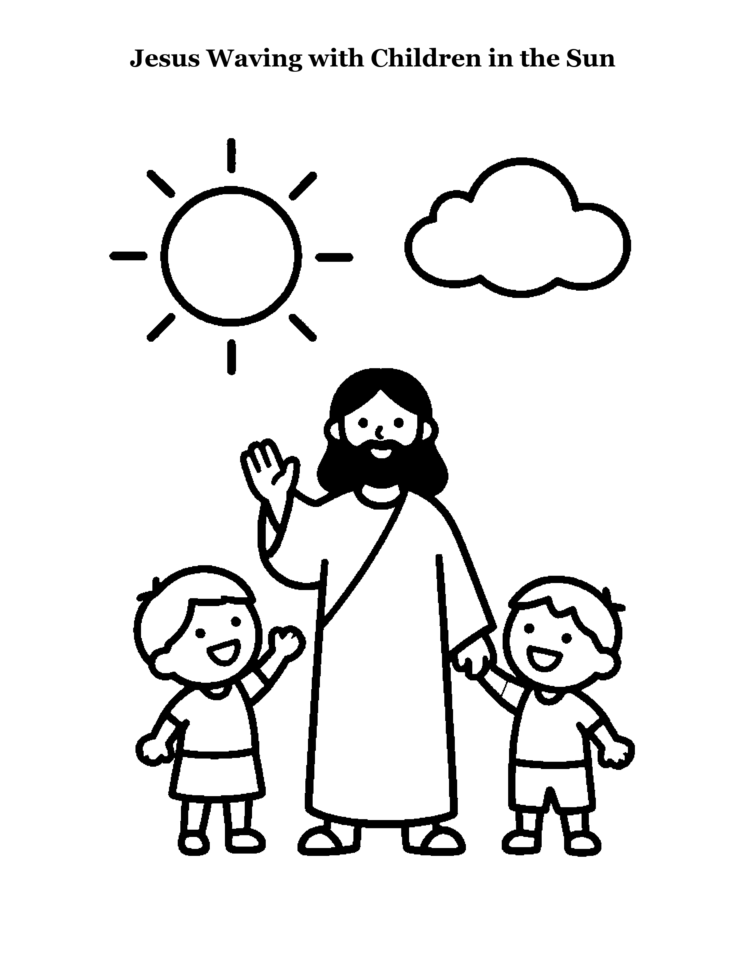 Sample page — Jesus reading to children coloring art